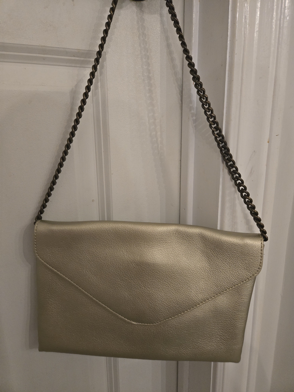 J.Crew Gold Leather Chain-Handle Evening Clutch